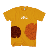 Load image into Gallery viewer, cotton t-shirt with floral illustrations and ette logo
