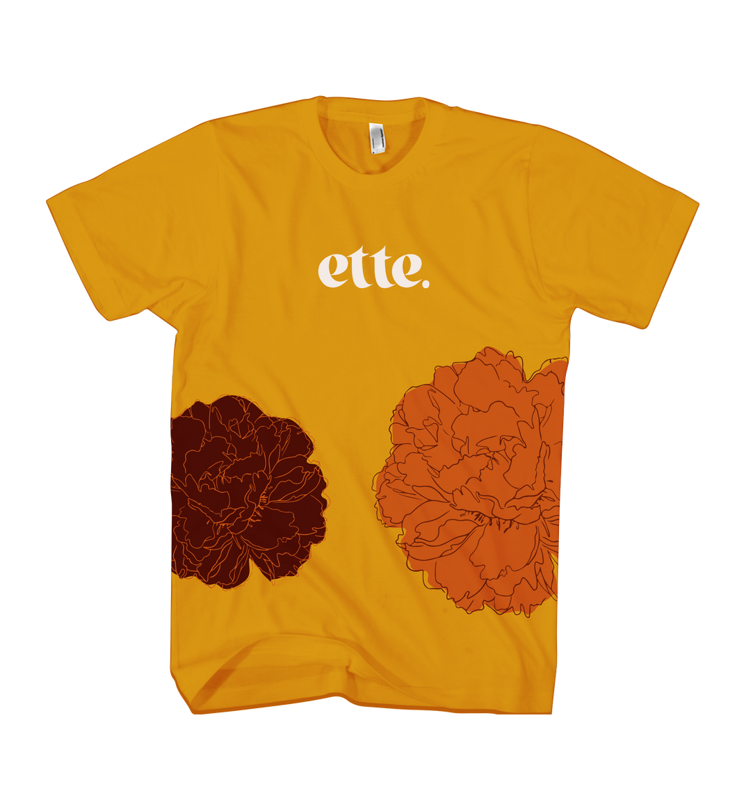 cotton t-shirt with floral illustrations and ette logo